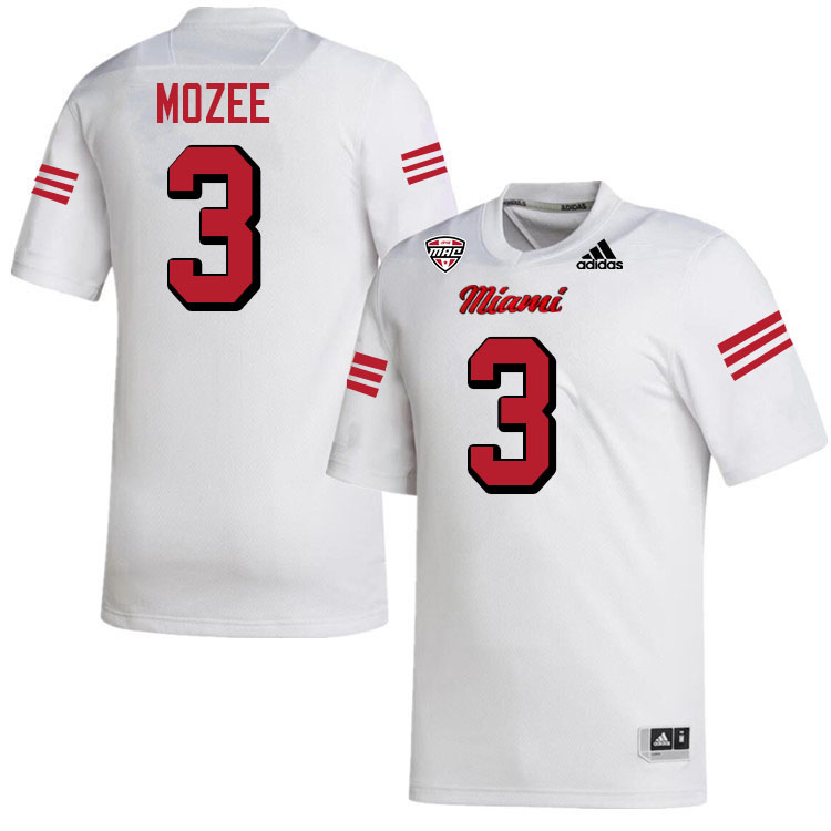 Miami University Redhawks #3 Keyon Mozee College Football Jerseys Stitched-White